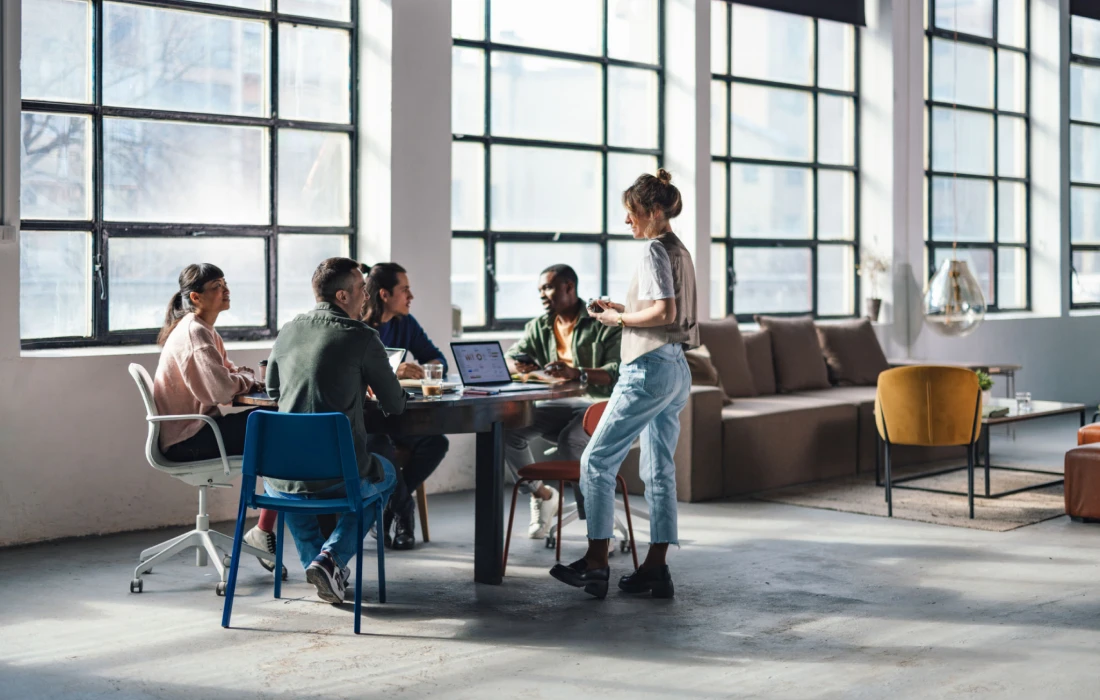 Team meeting in modern office space